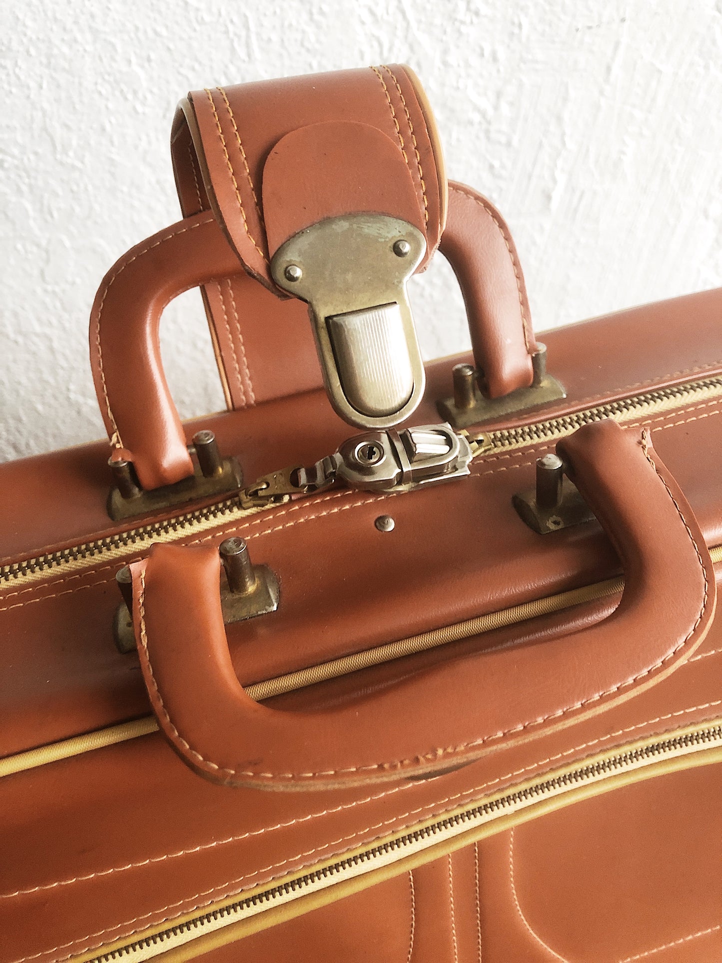 Vintage Orange Suitcase with Key