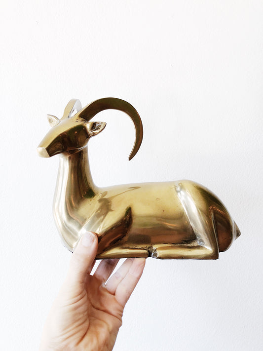 Vintage Mid Century Brass Ram