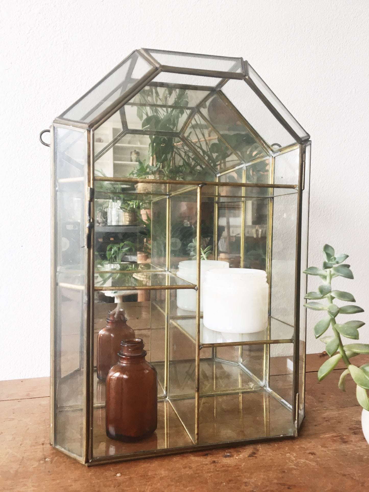 Vintage Glass and Brass Curio