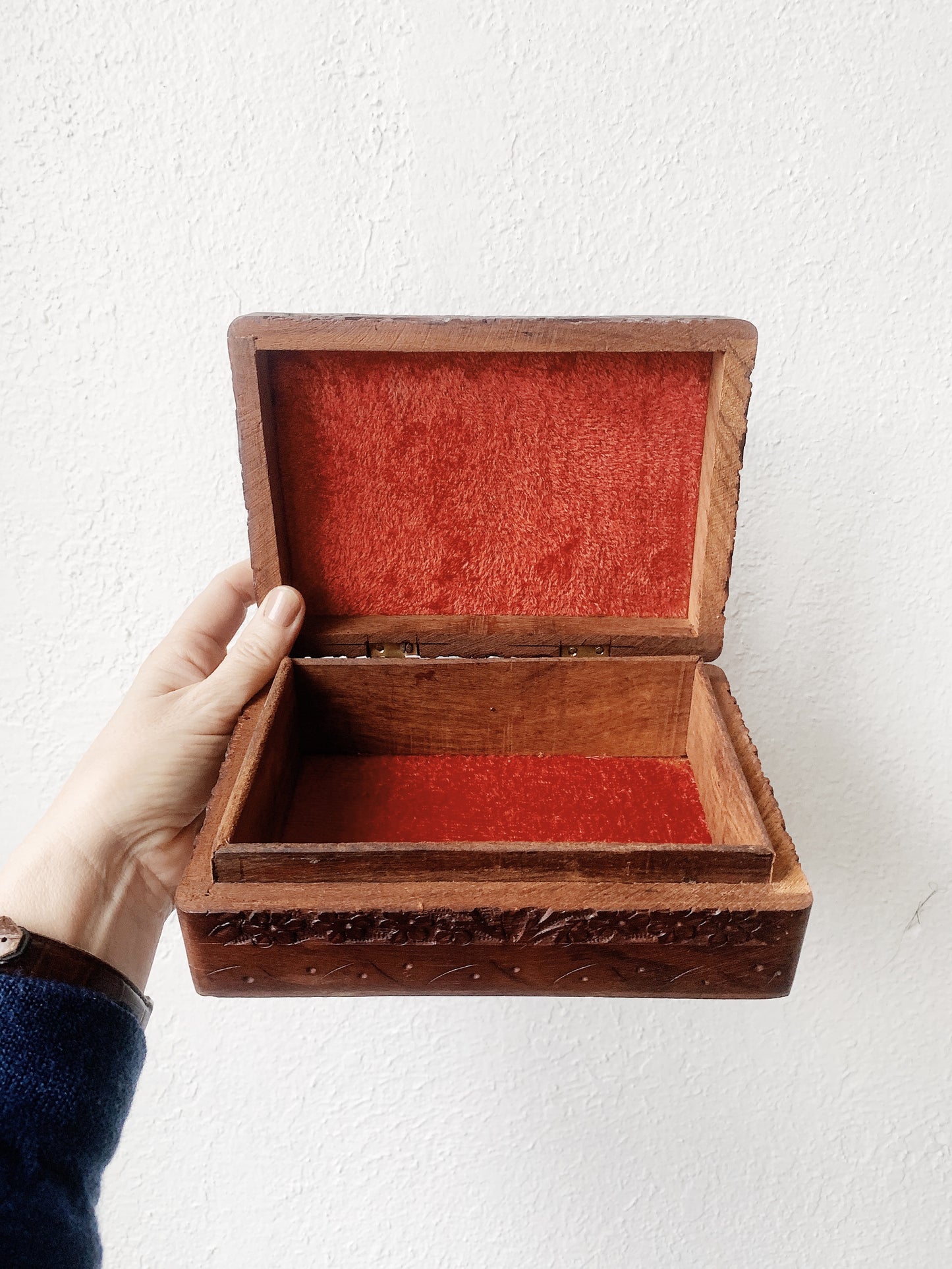 Vintage Carved Wood OM Box