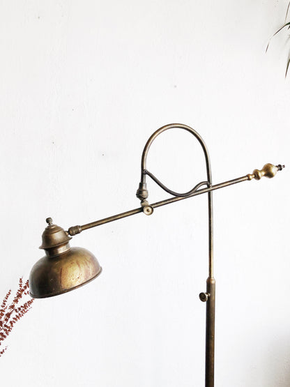 Antique Machine Age Brass Floor Lamp