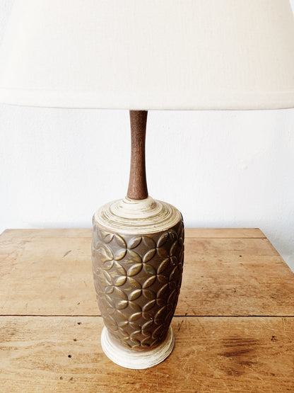 Mid Century Pottery Lamp with Shade