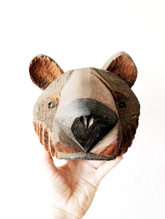 Hand Carved Bear Head