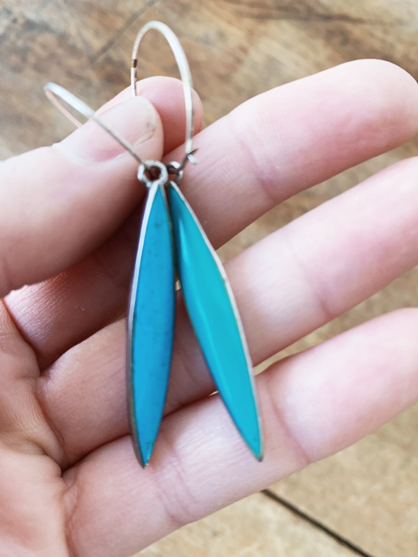 Vintage Turquoise and Sterling Silver Drop Earrings