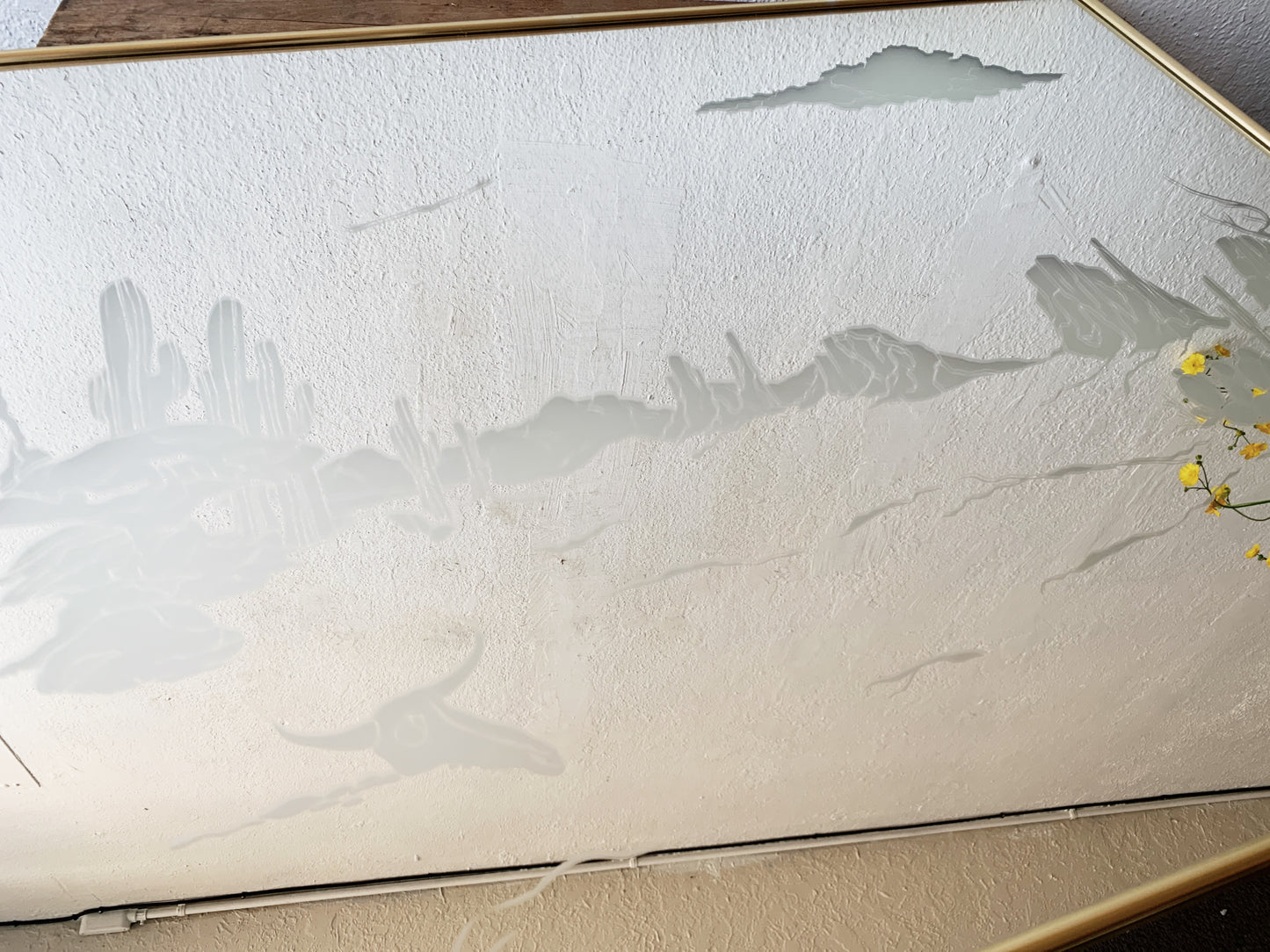 Vintage Etched Desert Landscape Mirror