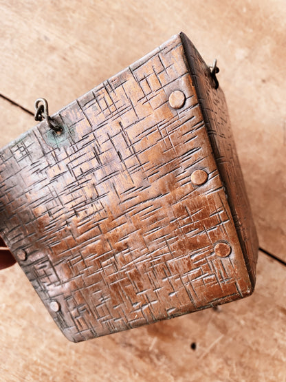 Vintage Etched Copper Hanging Pot