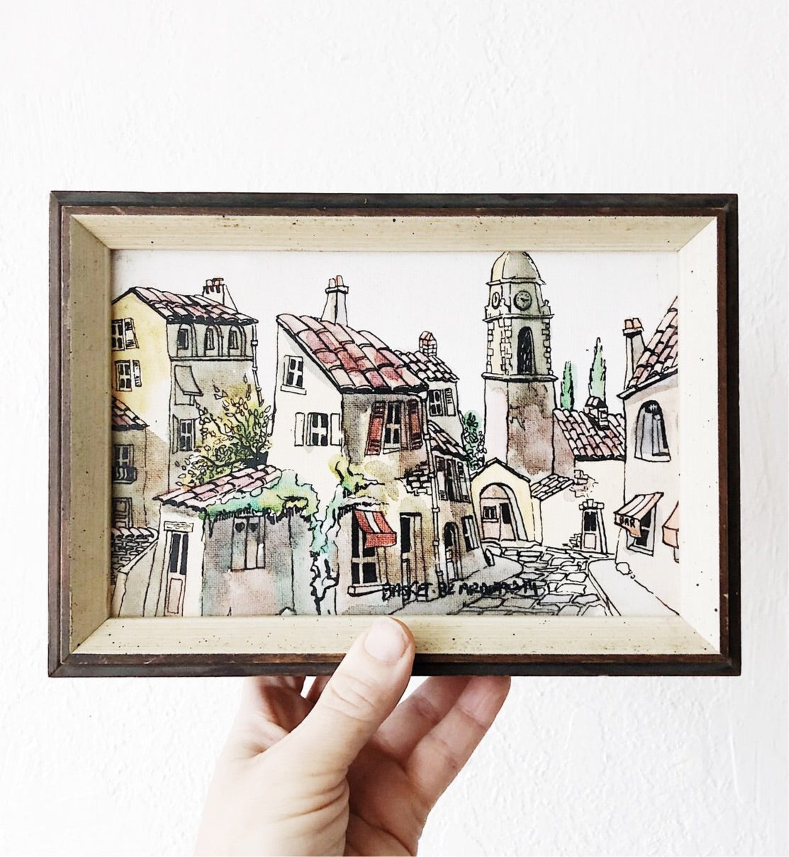 Vintage Pressed Watercolor Litho