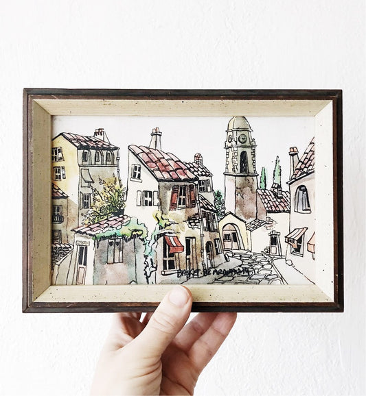 Vintage Pressed Watercolor Litho