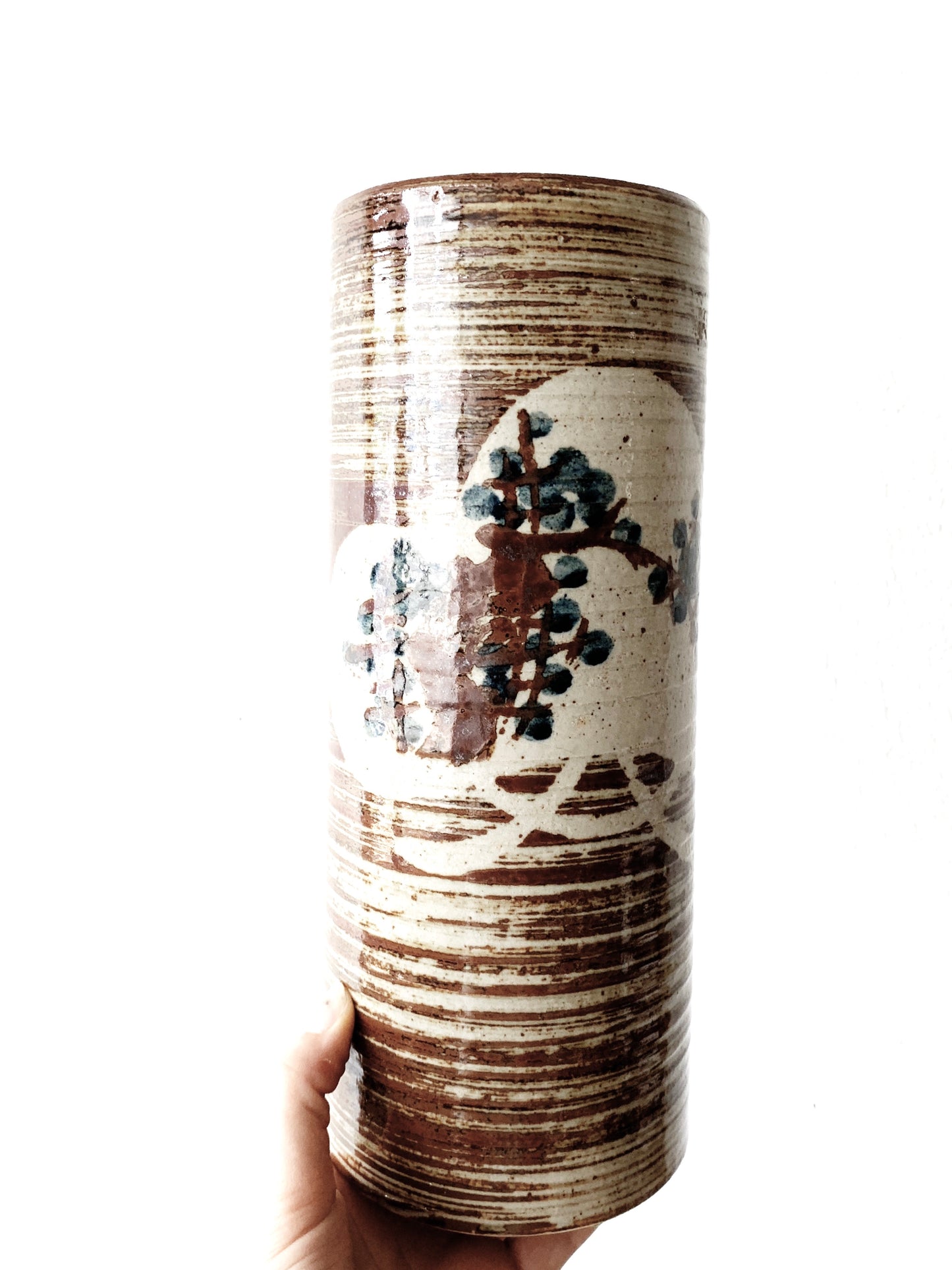 Vintage Japanese Cylinder Pottery Vase