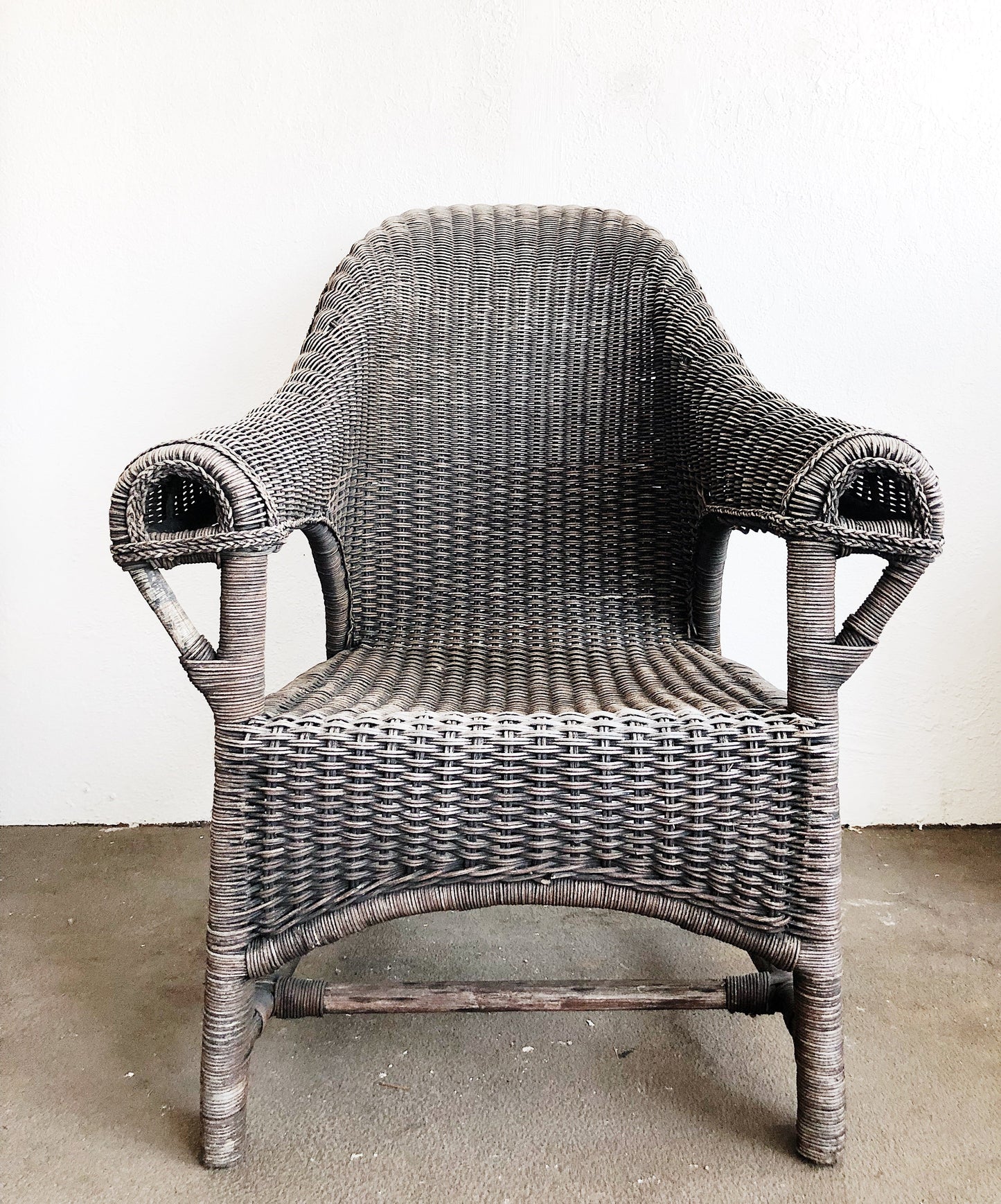 Vintage Grey Wicker Porch Chair