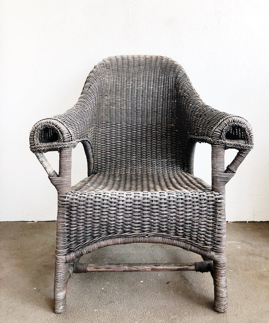 Vintage Grey Wicker Porch Chair