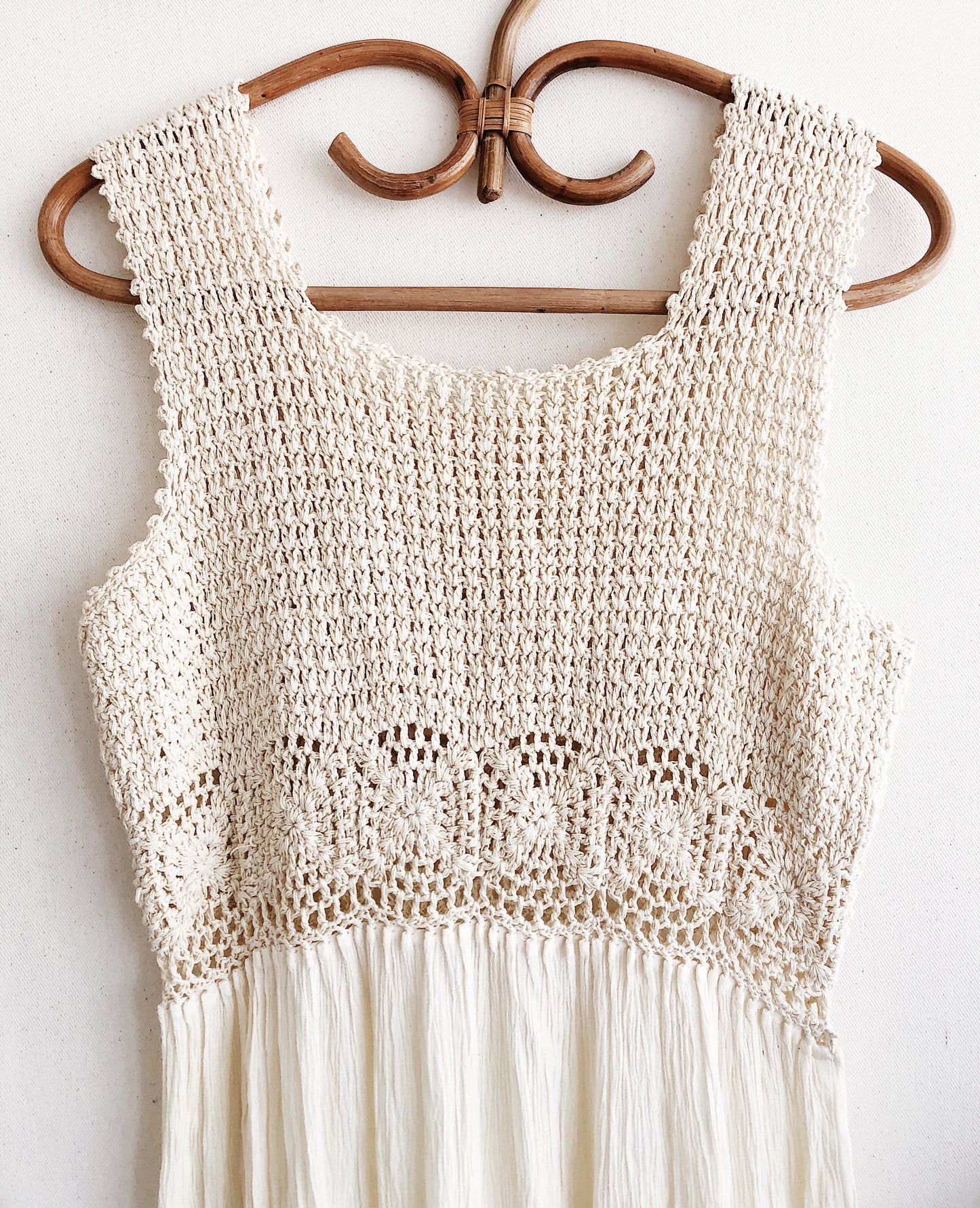 Vintage Crochet And Gauze Rayon Dress