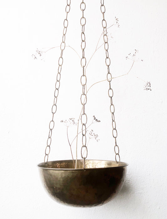 Long Vintage Brass Hanging Basket