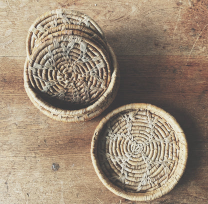 Woven Coaster Set in Basket