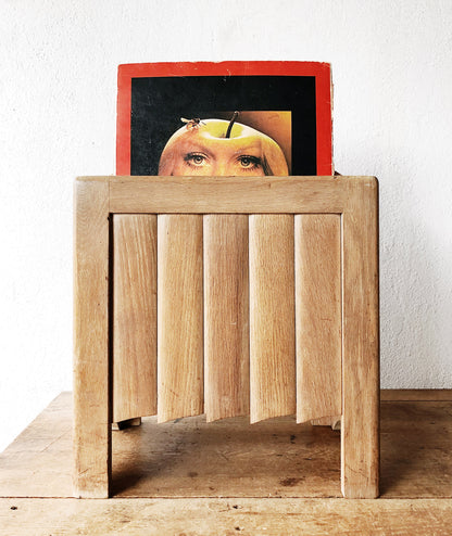 Chunky Blond Wood Record Rack