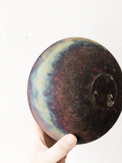 Handmade Raku Saucer Vase