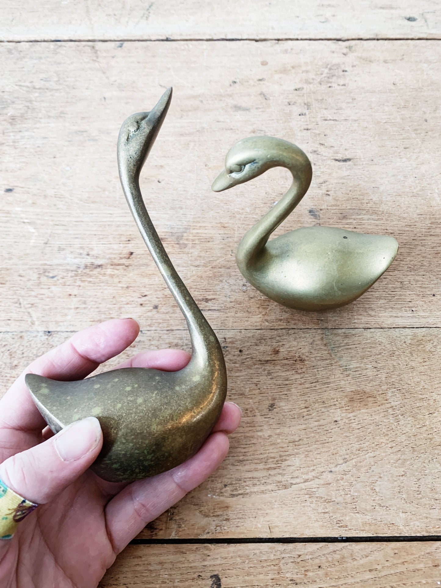 Mid Century Brass Swans