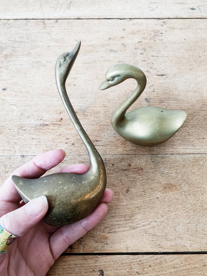 Mid Century Brass Swans