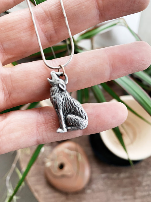 RESERVED Vintage Sterling Wolf Pendant with Chain