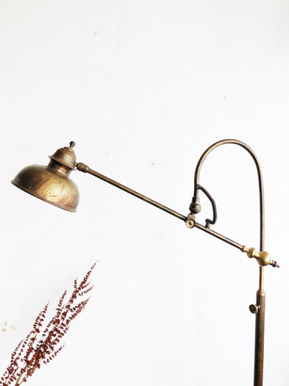 Antique Machine Age Brass Floor Lamp