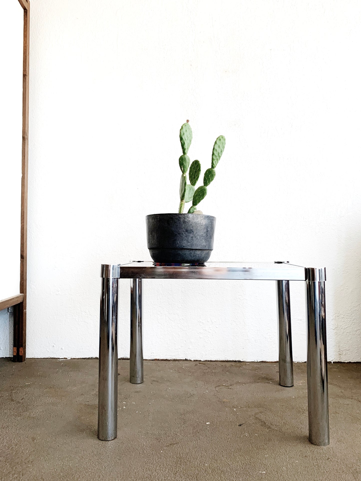 Vintage Smoky Glass Chrome Table