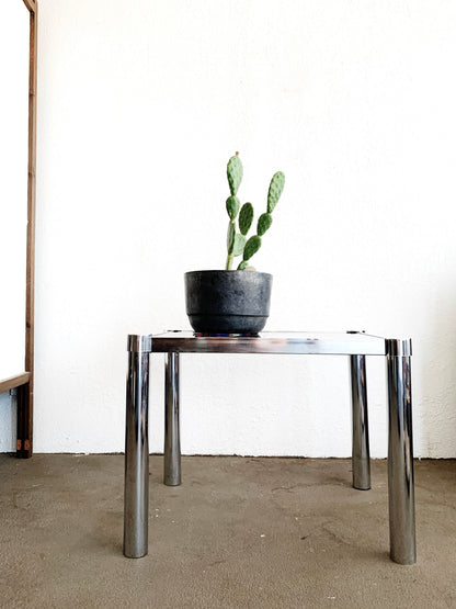 Vintage Smoky Glass Chrome Table