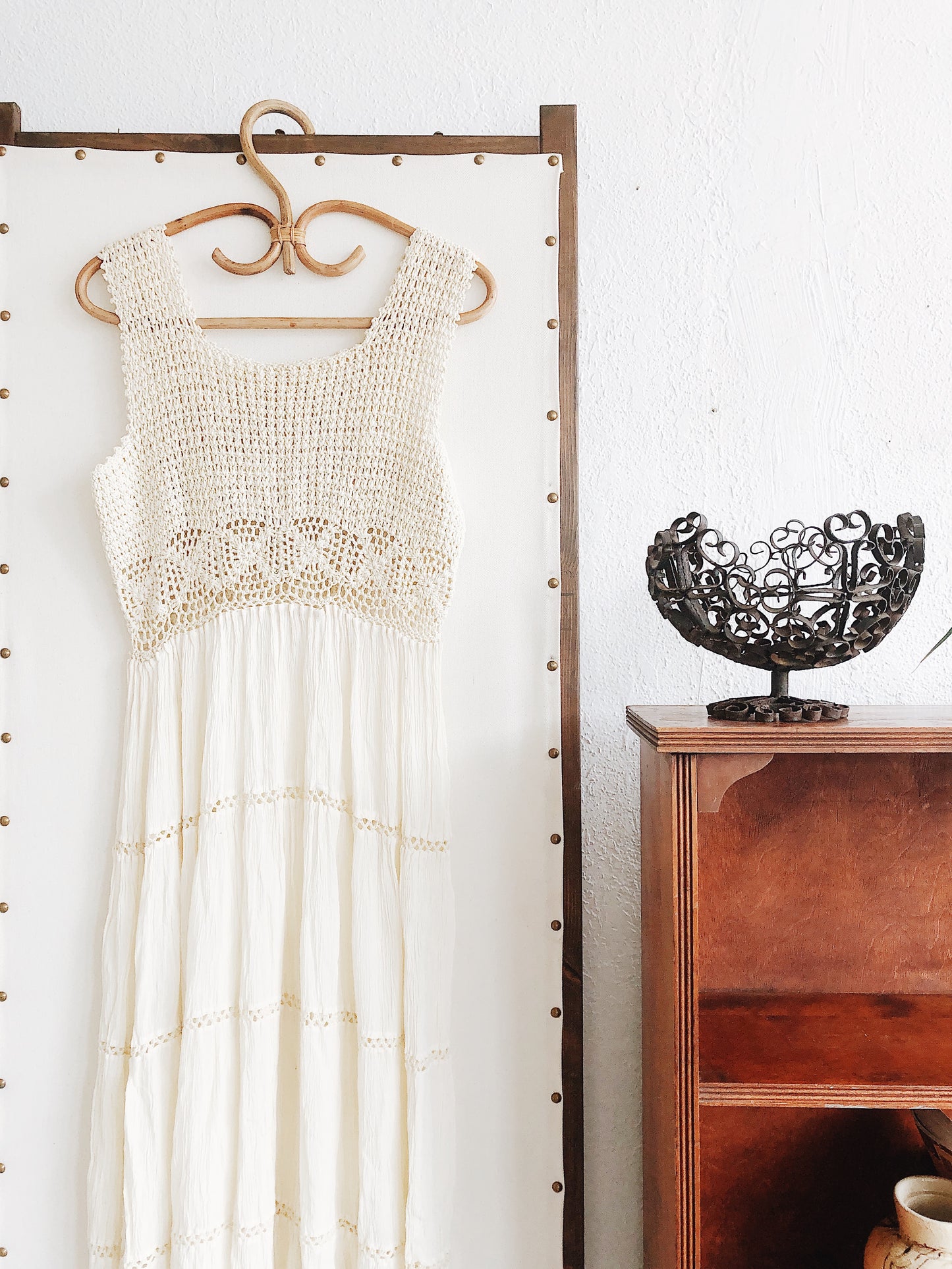 Vintage Crochet And Gauze Rayon Dress