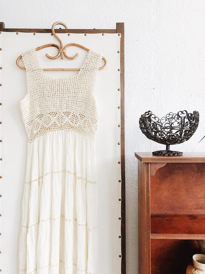 Vintage Crochet And Gauze Rayon Dress