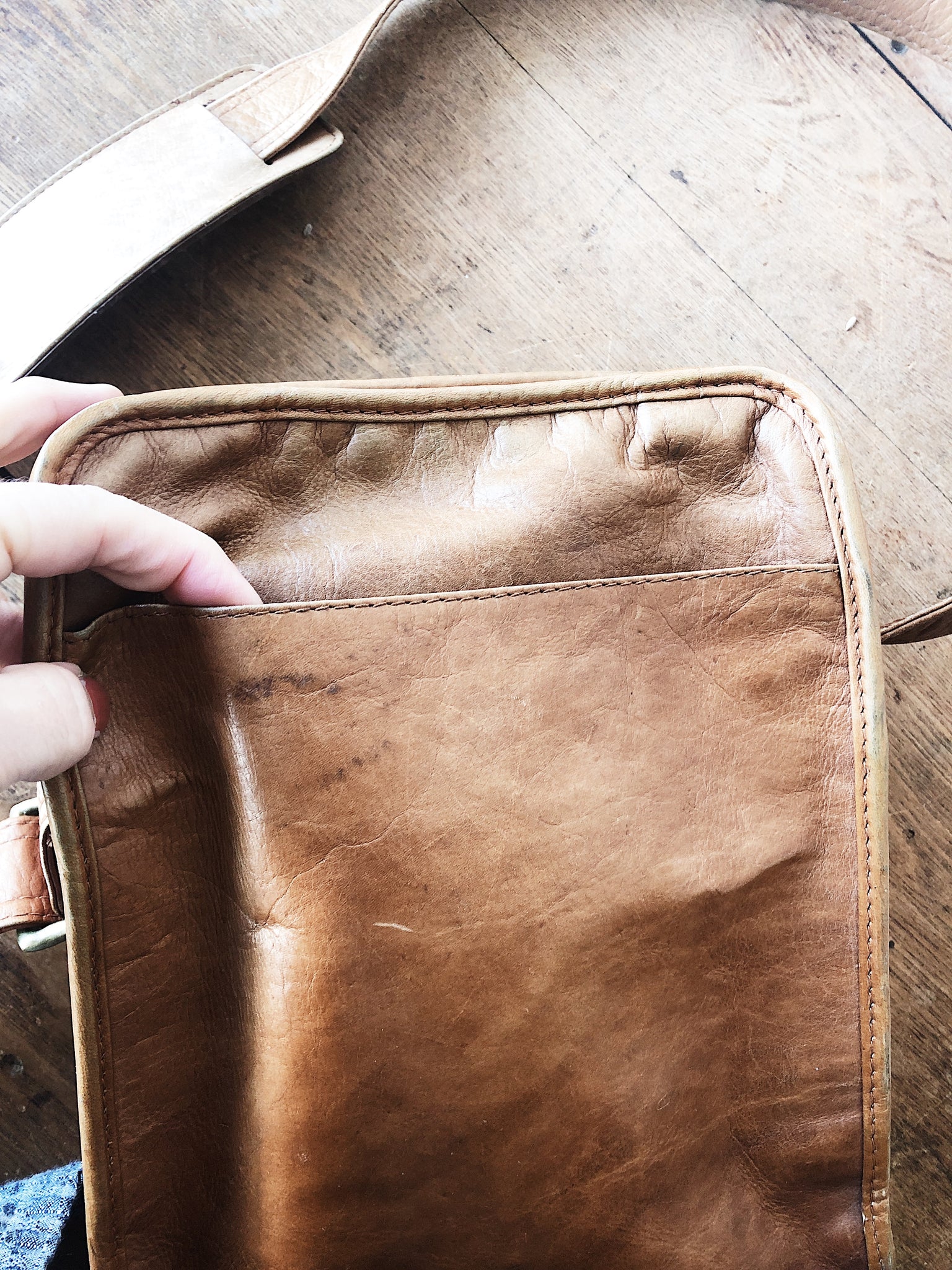 Vintage Leather Cross Body Tote