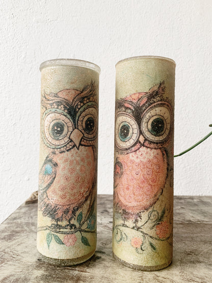 Vintage Frosted Glass Candle Holder