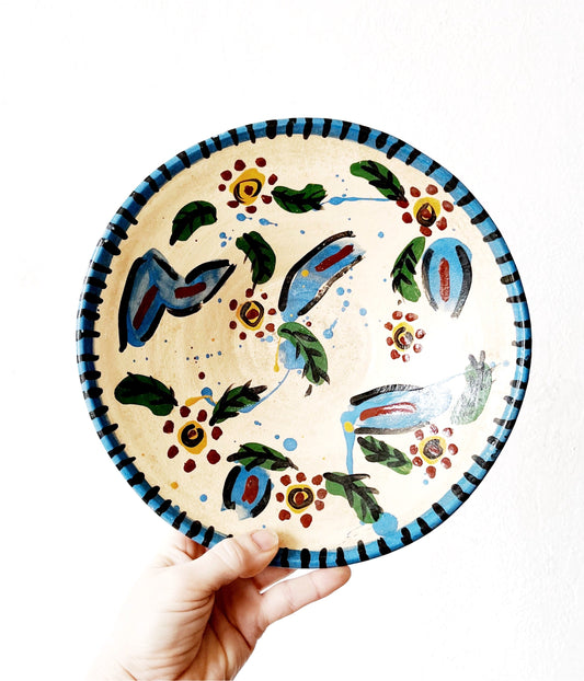 Vintage Painted Pottery Bowl