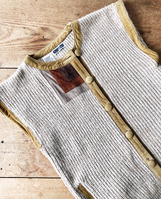 Vintage Suede Patched Sweater Vest
