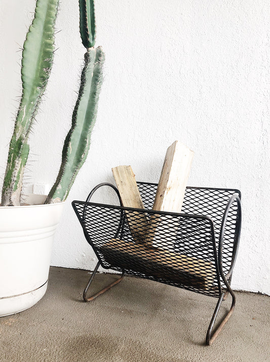 Mid Century Modern Mesh Wood Rack