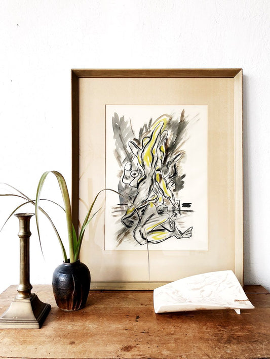 Mid Century Original Watercolor