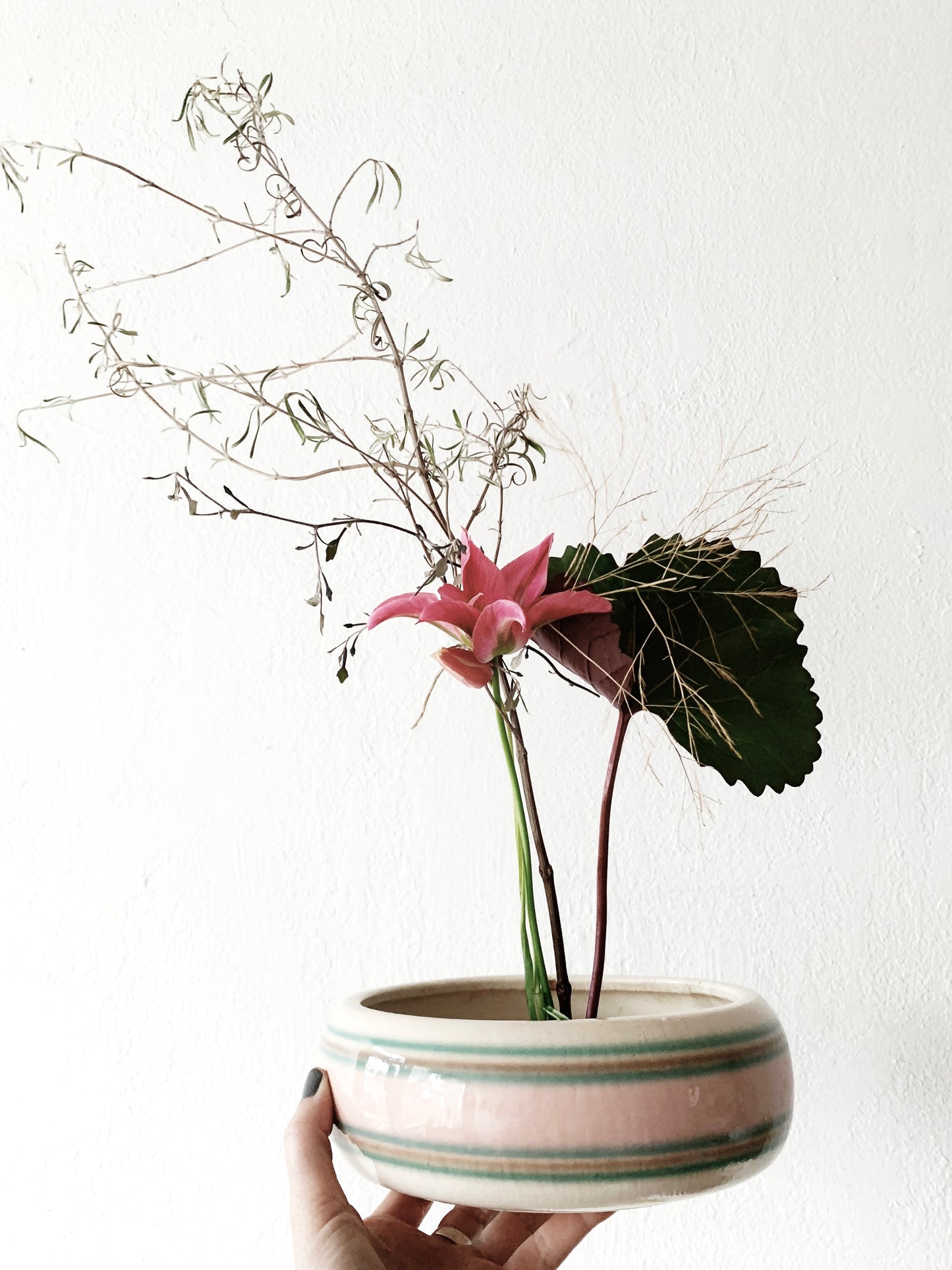 Vintage Ceramic Ikebana Style Shallow Vessel