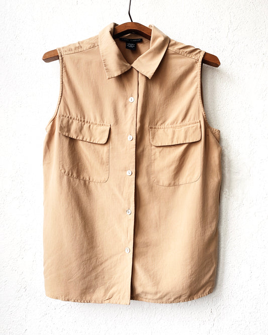 Vintage Silk Sleeveless Button Up