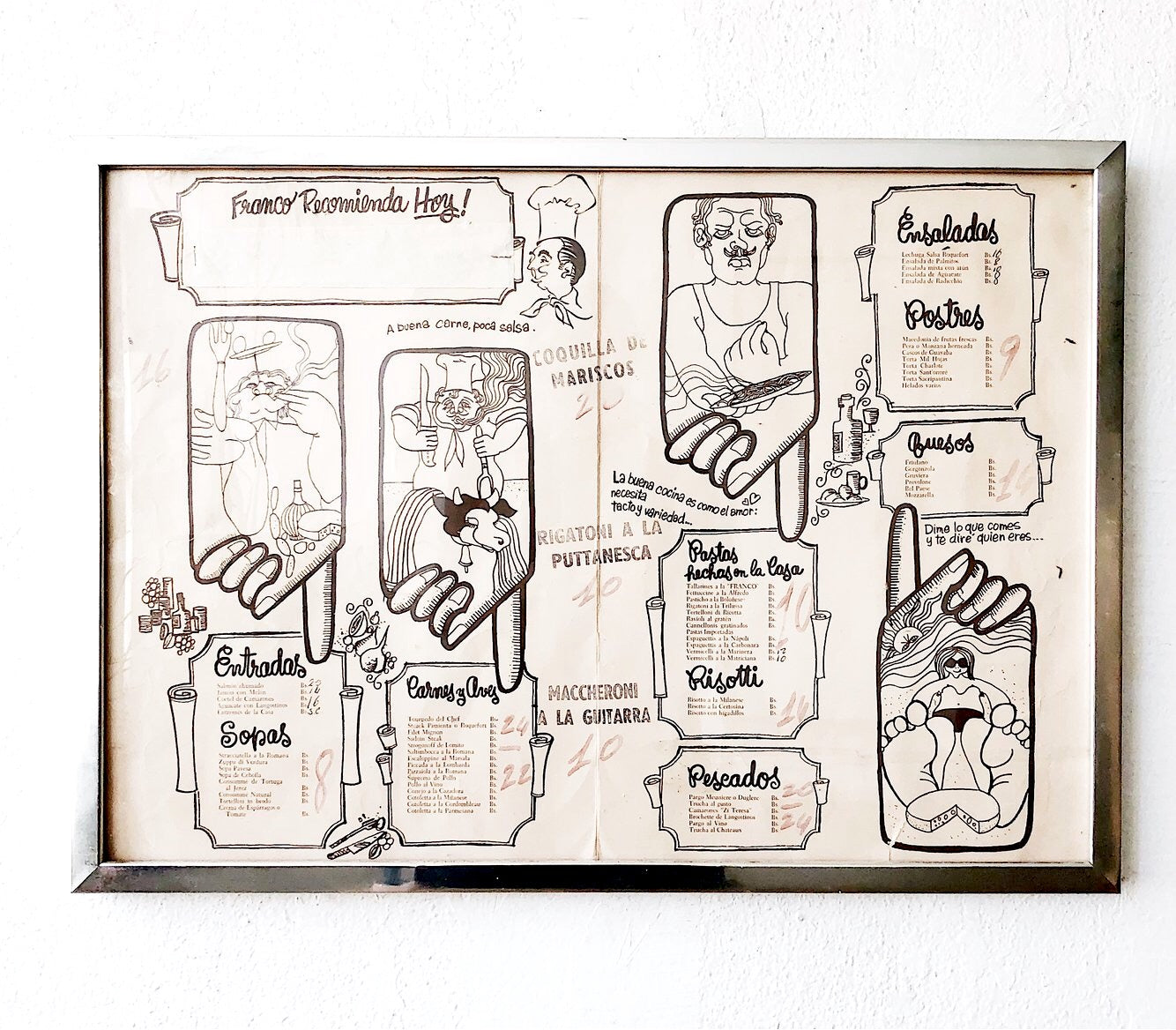 Whimsical Mexican Italian Menu Art