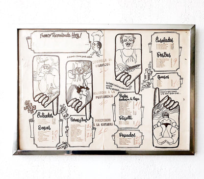 Whimsical Mexican Italian Menu Art