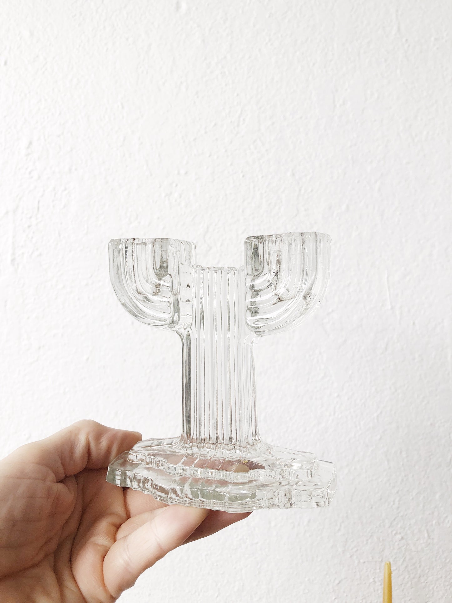 Vintage Cut Glass Cactus Candle Holder