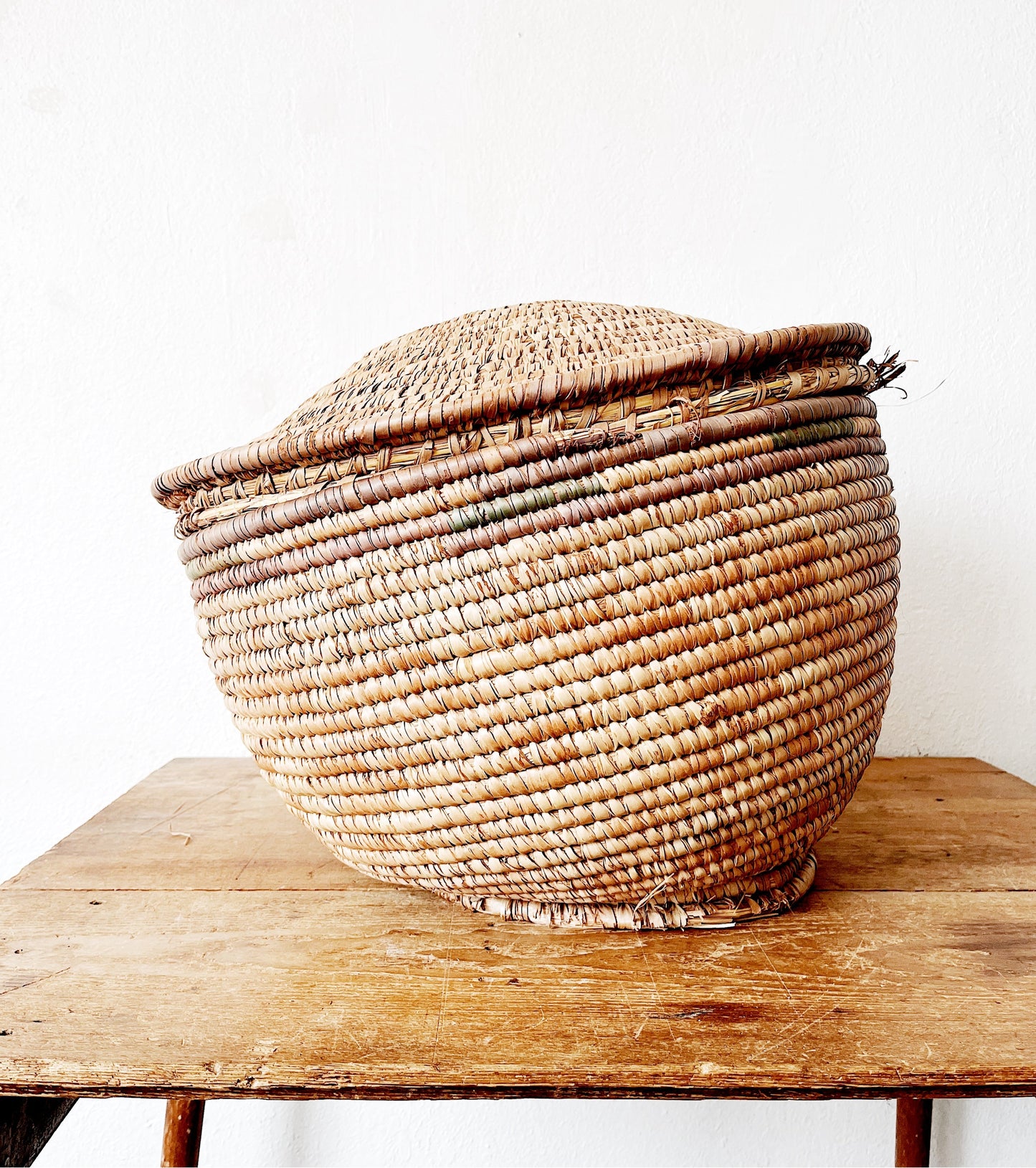 Extra Large Vintage Lidded Basket