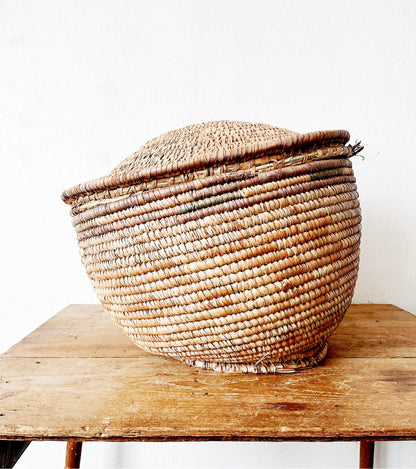 Extra Large Vintage Lidded Basket