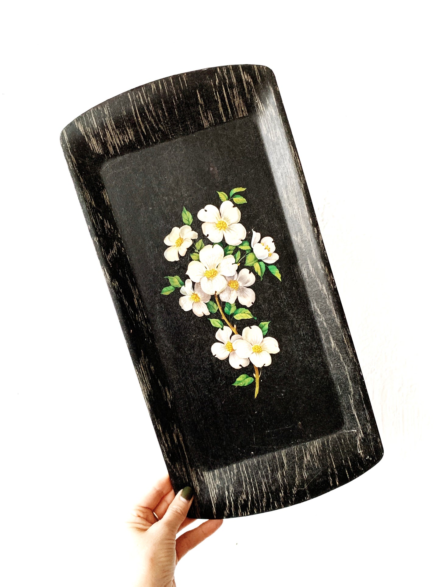 Vintage Hand Painted Dogwood Tray