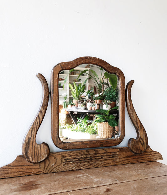 Vintage Oak Vanity Mirror