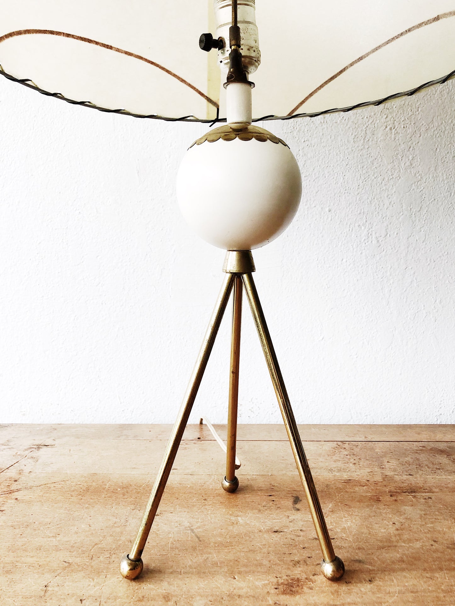 Mid Century Tripod Lamp Original Shade