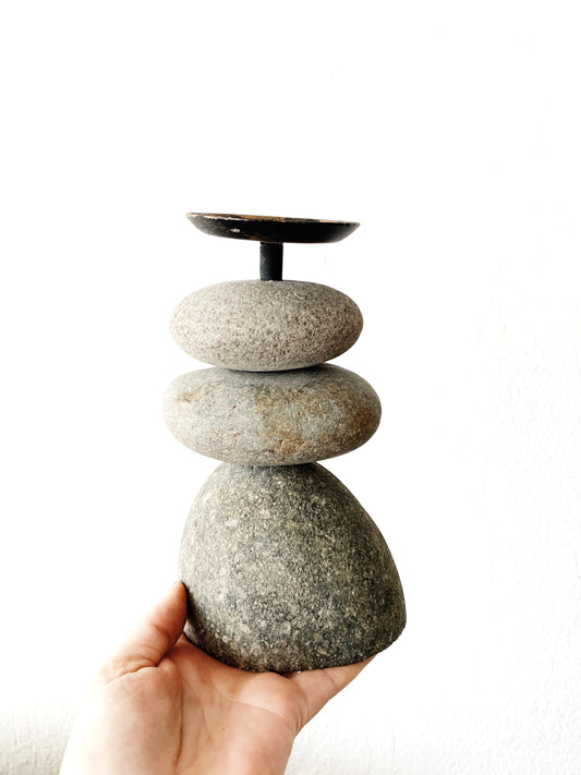Vintage Sculptural Stone Candle or Incense Holder