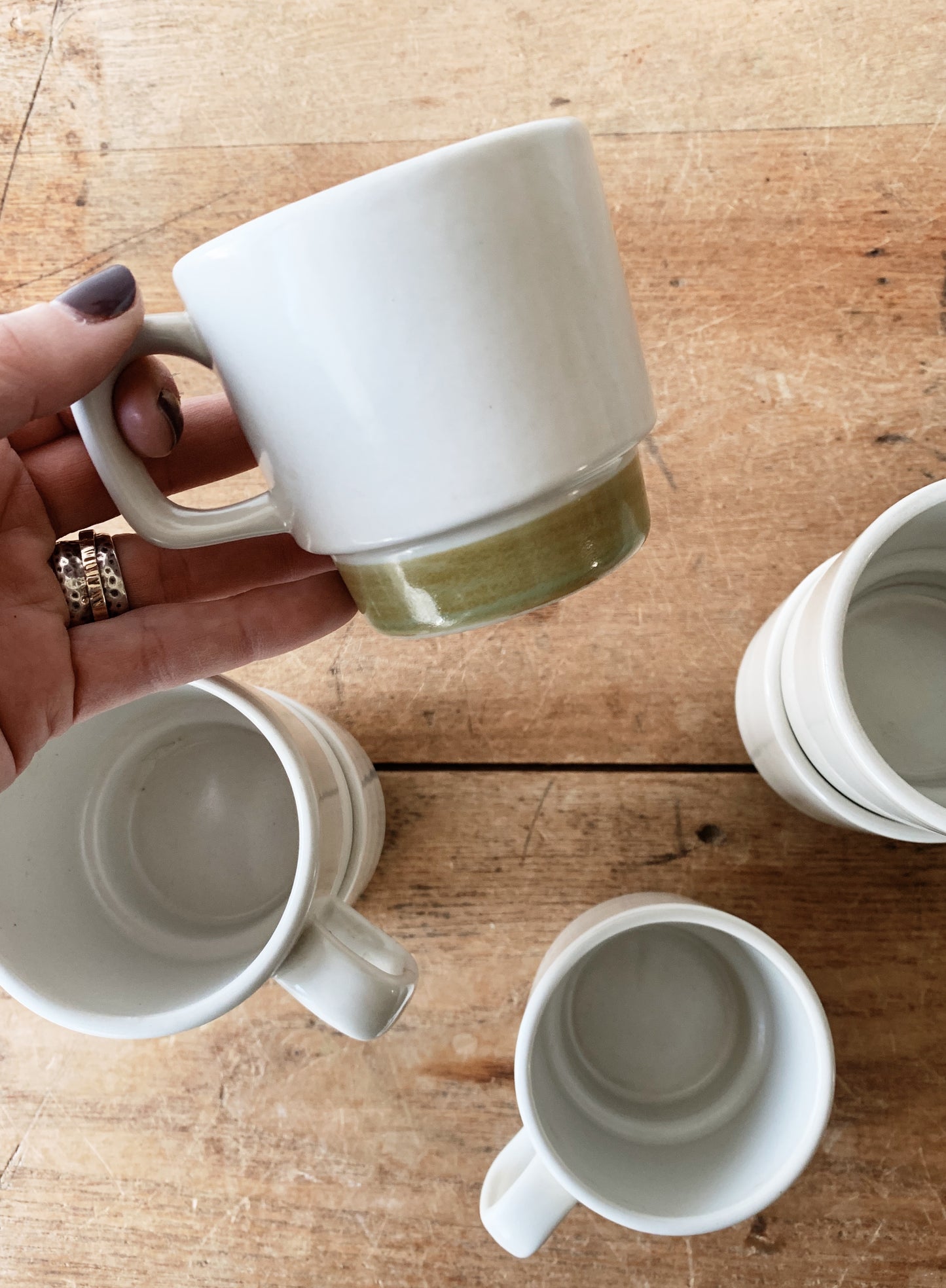 Vintage Stoneware Mugs Japan Set of Six