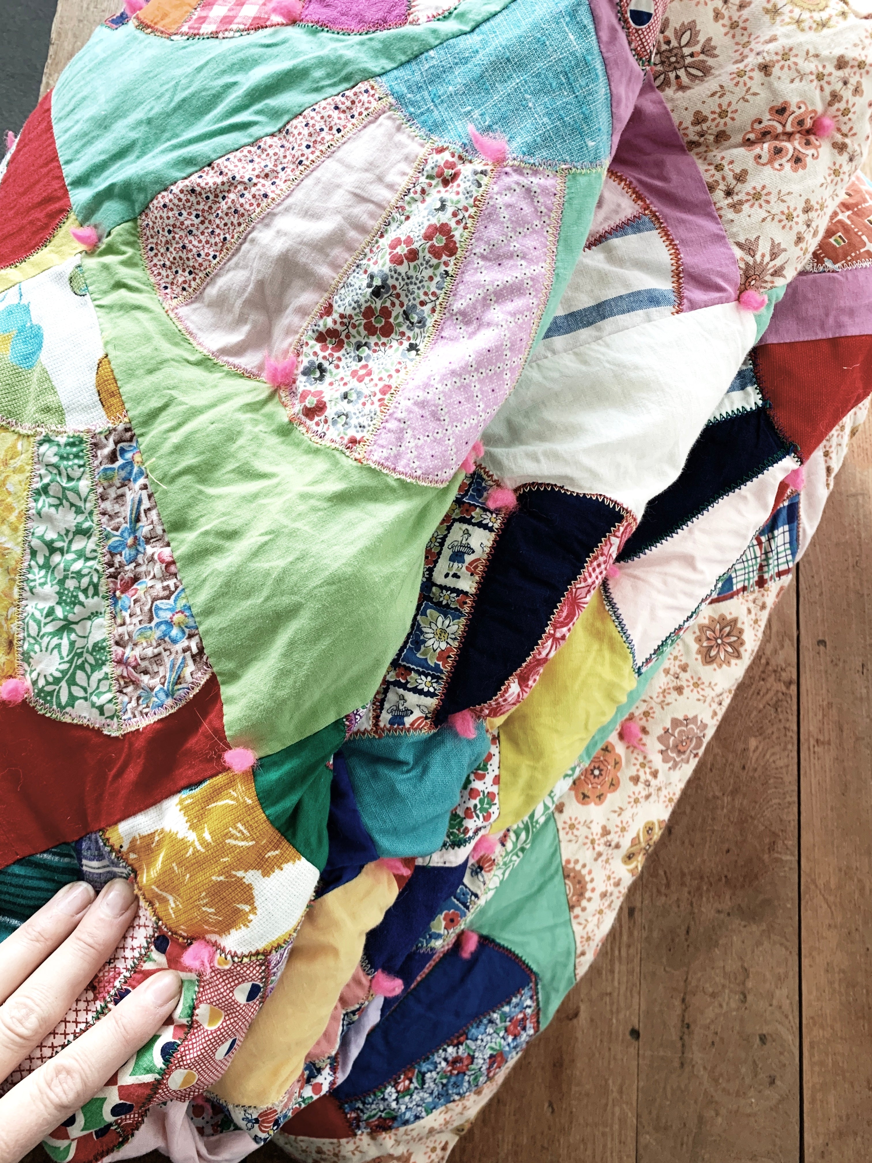 Vintage Cotton Patchwork Quilt - Thumbnail 3