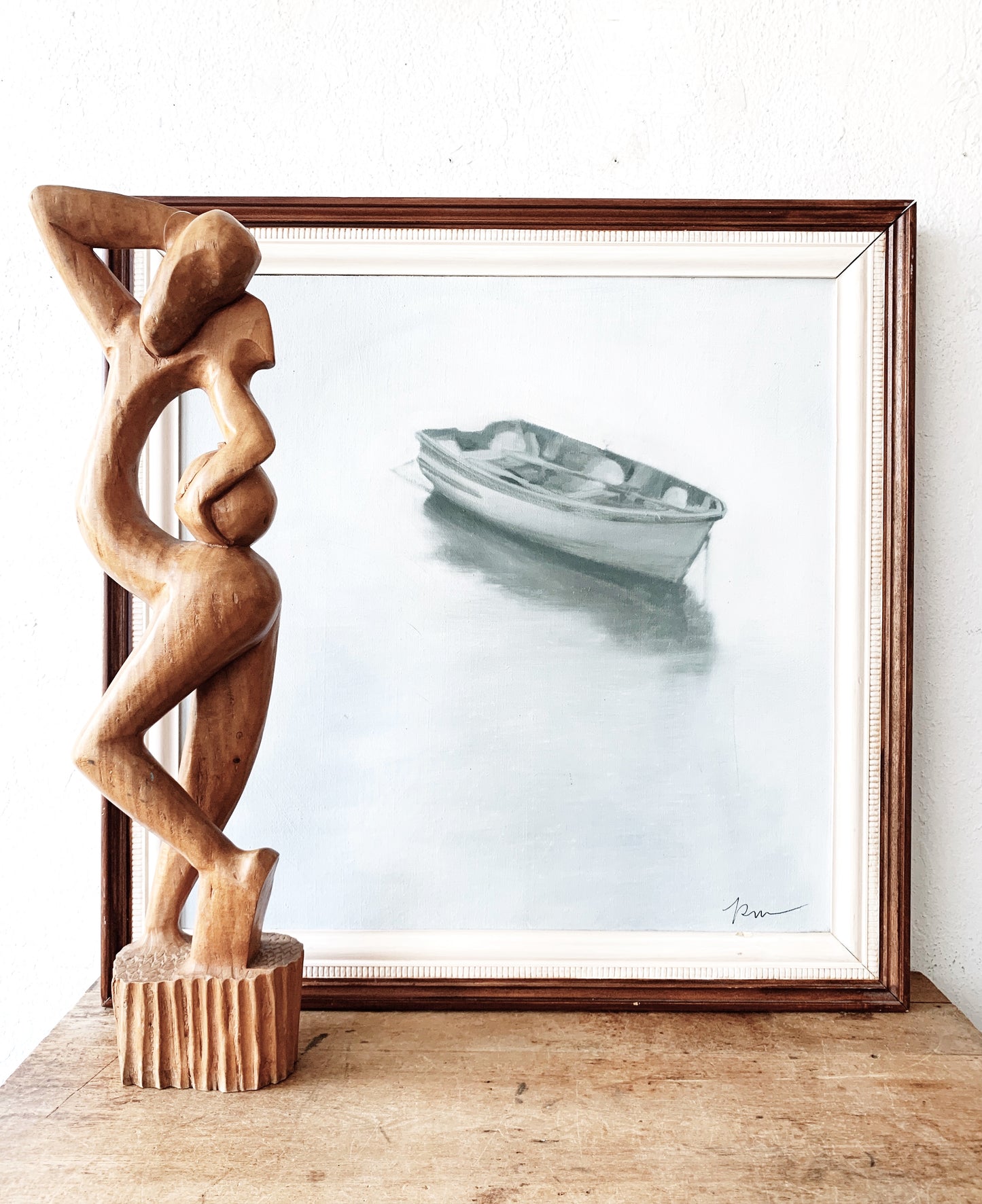 Large Vintage Carved Wood Sculpture