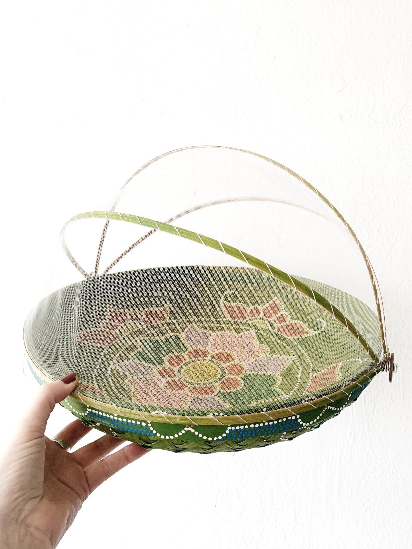 Covered Hand Painted Basket