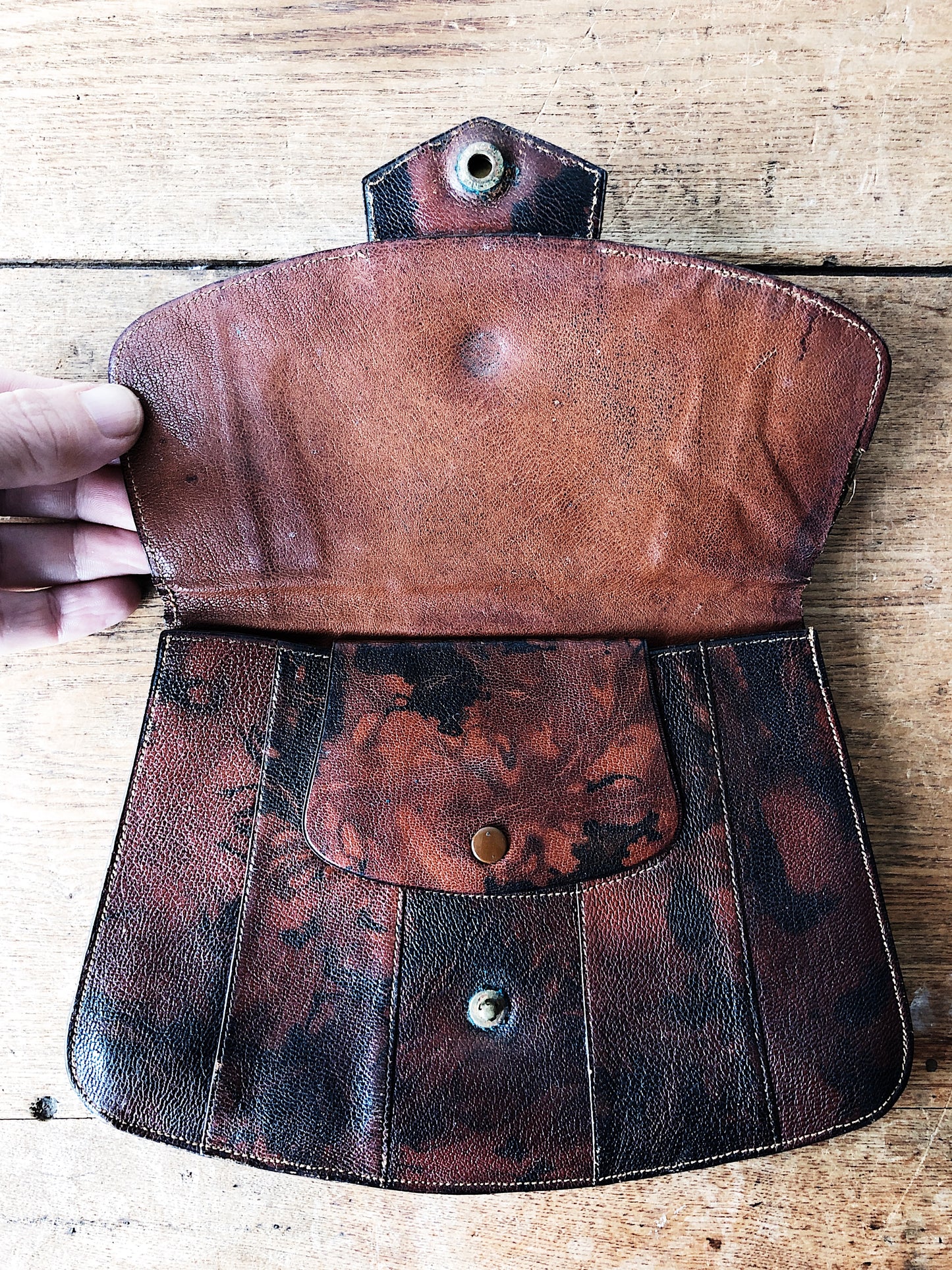 Antique Marbled Leather Wristlet